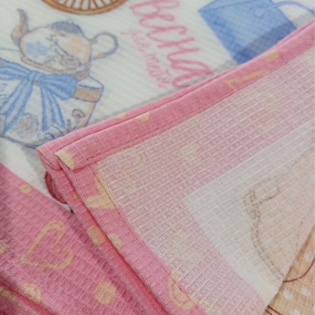 Набор подарочный ДомВелл (3шт 50х60 полотенец из ваф.полотна "Весна") коробка 