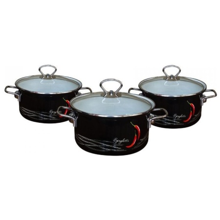 Набор посуды эмалированная сталь, 3пр Спагетти-1-Н-Элит черный Керч
