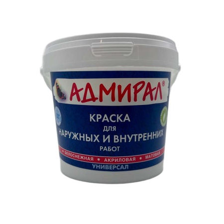 Краска водоэмульсионная 1,2кг для наружных и внутренних работ Адмирал
