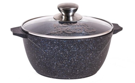 Кастрюля алюминий  2,0л, крышка стекло, с антипригарным покрытием АП Гранит star