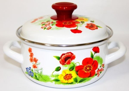 Кастрюля эмалированная сталь  3,0л с крышкой, белая Керчь 61904-122/6