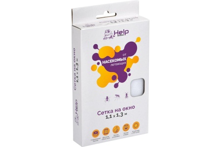 Сетка на окно ПРОТИВОМОСКИТНАЯ с крепежной лентой 110х130 см  HELP 