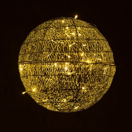 Шар золотистый с ЛЕД светильниками