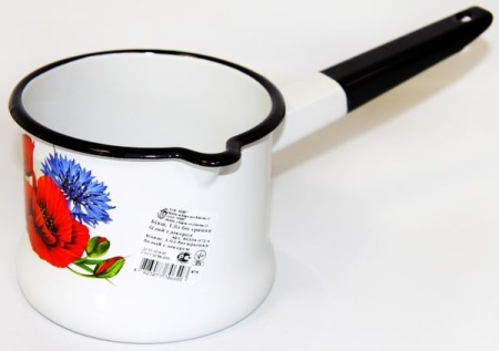 Ковш 1,0л б/кр. белый с декором Керчь