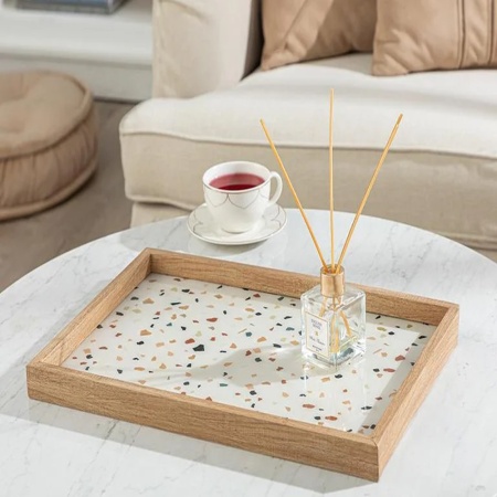 Поднос 31x46см стекло декоративный Terazzo Коричневый