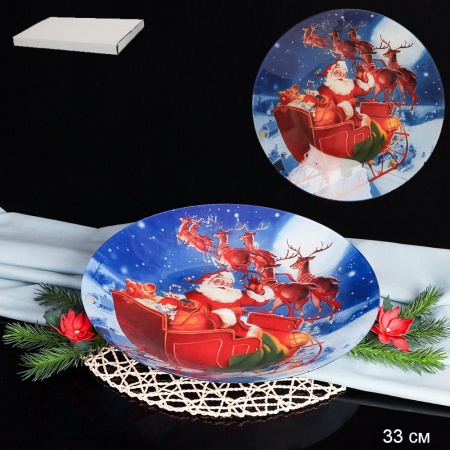 Блюдо глубокое 33см высота 5 см S302013W Z131 GRAY "УПАКУЙ САМ" Новогоднее