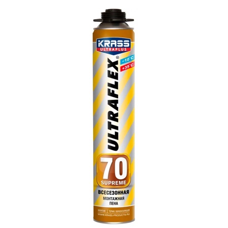 Пена монтажная KRASS ULTRAFLEX 70 Supreme Пистолетная Всесезонная 0,89л