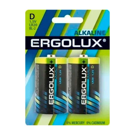 Батарейки Ergolux Alkaline LR20 BL-2 (LR20 BL-2, 1.5В) 2шт