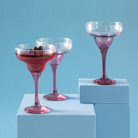 Бокал для коктейлей 300мл 3шт на ножке Misty Розовый