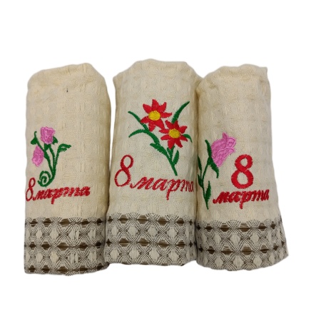 Набор полотенец 3шт, 25х50см, 8 Марта, хлопок, в коробке