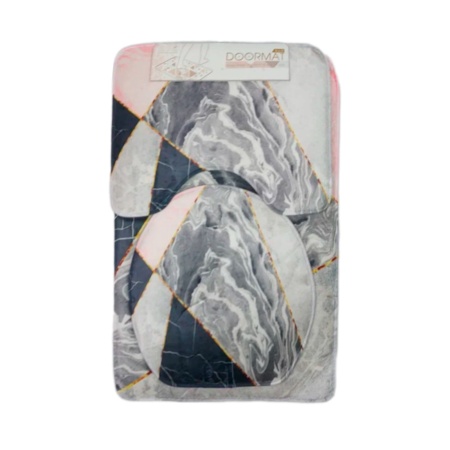 Набор ковриков для ванной 3шт,  50х80, 50х40, 45х40 Абстракция, велюр, кант РД68205