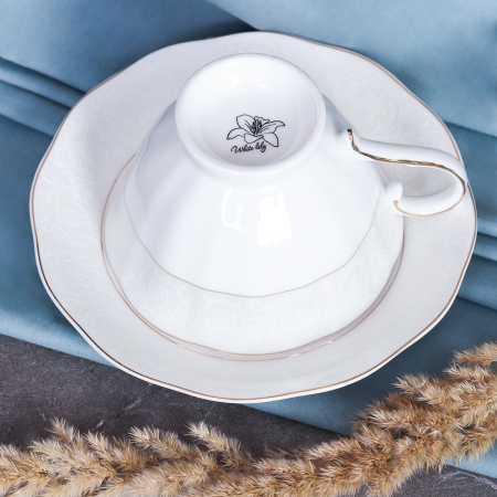 Набор чайный 12 предметов 250 мл на ножке RS 12-FY21001 Gray серая коробка