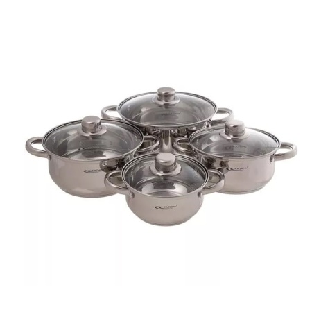 Набор посуды нержавеющая сталь, 4пр ГРЕТТА (1,6л +2,2л + 3,2л + 4,2л) в подар.упак.