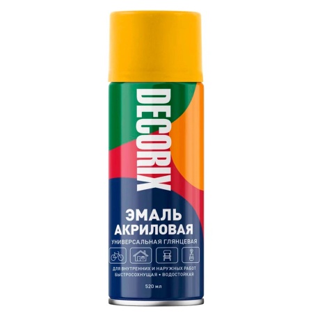 Эмаль аэроз. 520 универсальная DECORIX, темно-желтый №16
