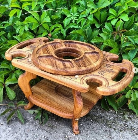 Столик винный на 4 фужера с менажницей 50х29х24см ДомВуд Дуб Д147