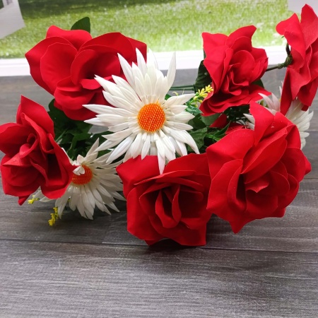 Букет Роза, Ромашка  11 голов 