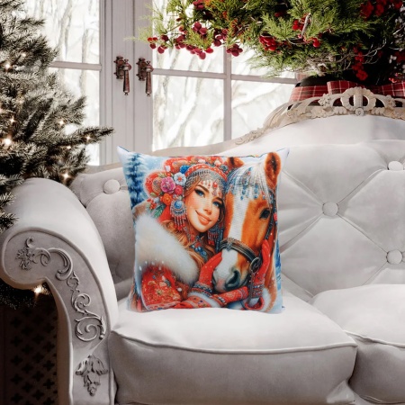 Подушка 35*35 ДомВелл габардин, поплин Зимняя краса