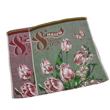 Полотенце 35х75см, 8 Марта стеганая, хлопок