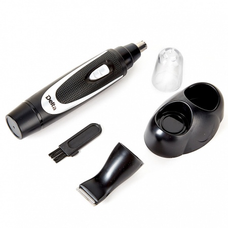 Триммер для носа, усов и бороды DELTA DL-4301  :2 СЪЕМНЫЕ НАСАДКИ, черный с серебристым