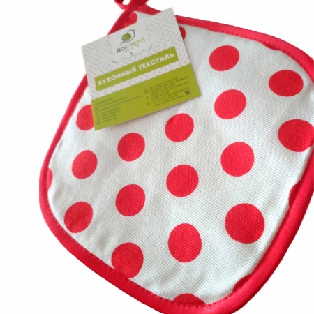 Прихватка кухонная ДомВелл рогожка 568/1 Красный горох Прихватка кухонная ДомВелл рогожка 568/1 Красный горох