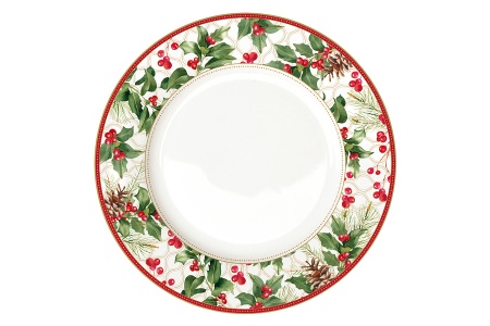 Тарелка 265мм обеденная "Рождественские ягоды" без инд.упаковки.