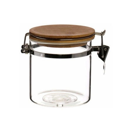Банка для сыпучих продуктов с защелкой, бамбуковая крышка, диаметр 10см, высота 12см РД64924