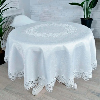 Скатерть 150см круглая Брюссель белая
