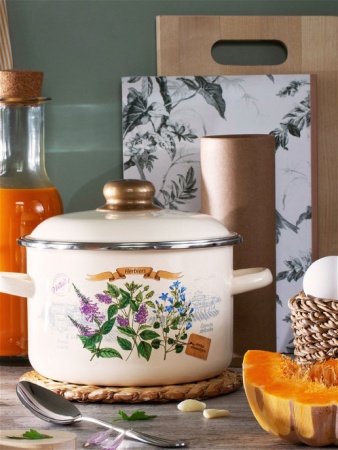 Кастрюля эмалированная сталь  4,0л, с крышкой Прованс ТМ Appetite