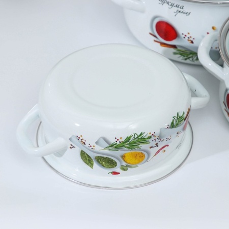 Набор посуды эмалированная сталь, 3пр Куркума-1-Экстра белый 2,0л, 3,0л, 4,0л Керчь