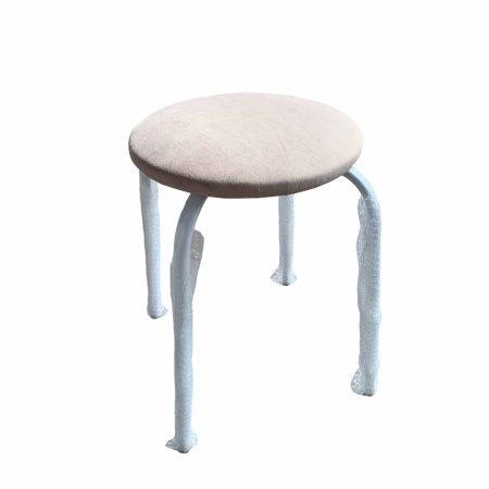 Табурет 18 круг велюр шторм 305 темно-бежевый на бел гл