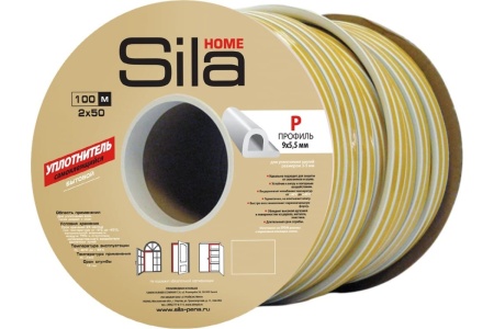 Уплотнитель  Р100, 9х5,5 мм, самоклеящийся, белый Sila Home 