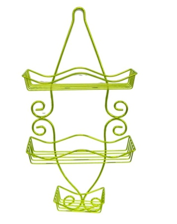 Полка прямая 2 ярусная 55х26х11см с мыльницей зеленая JC-4463/Е-0051