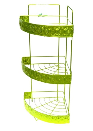 Полка угловая 3 ярусная 53х22х22см Орнамент зеленая металлик JC-4421/G006-3 