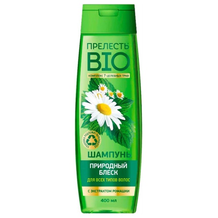 Шампунь для волос 400мл Прелесть Био Природный блеск для всех типов волос