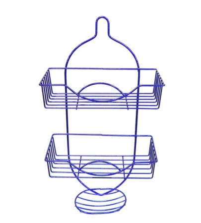 Полка прямая 2 ярусная 50х25х12см с мыльницей фиолетовая JC-4454/Е-0019