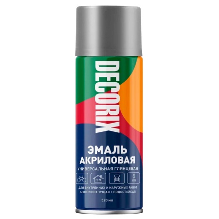 Эмаль аэроз. 520мл серебристая универсал DECORIX (А25 aluminium)