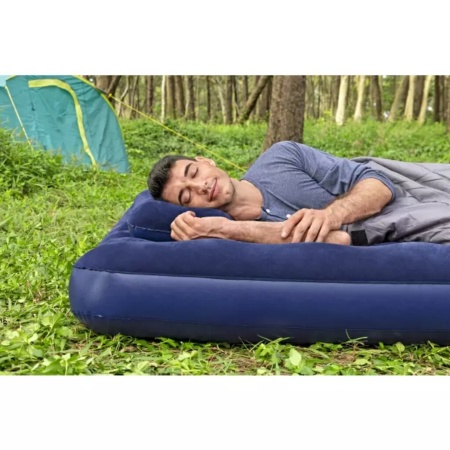 Матрас надувной флокированный 203х152хх22см с подушками и насосом, до 300кг, уп.3