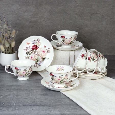 Набор чайный 12 предметов 250 мл на ножке / RS/12-FY230903 Grey