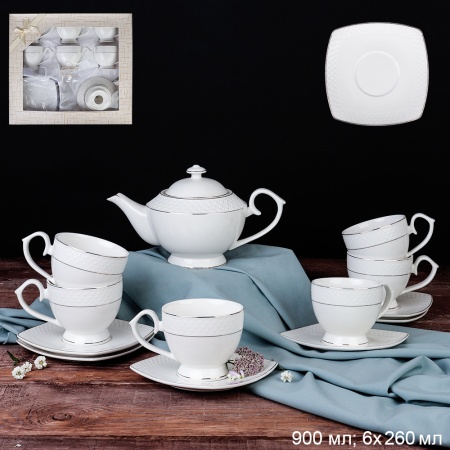 Набор чайный 13 предметов 260 мл 900 мл на ножке GA2-13G костяной фарфор