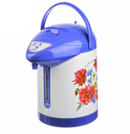 0Р-00015939 Чайник-термос ВАСИЛИСА  ТП7-820 "Полевые цветы" (6): 820Вт, 2,8л, внутр. емкость нерж., белый с гол. (Россия)