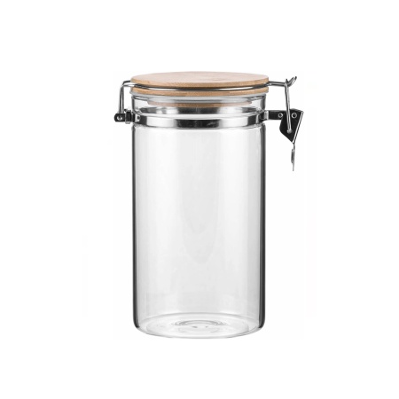 Банка для сыпучих продуктов с защелкой, бамбуковая крышка, диаметр 10см, высота 20см РД64900