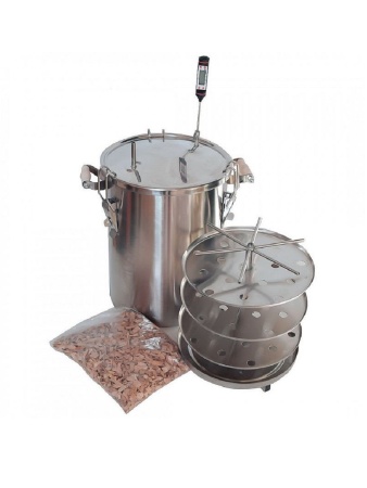 Коптильня бытовая "Аромат" КНГ-14 ГОРЯЧЕГО КОПЧЕНИЯ НЕРЖ. СТАЛЬ (14 литров, круглая, шпагат, сетка и ЩЕПА В ПОДАРОК!) УЗБИ г. Челябинск