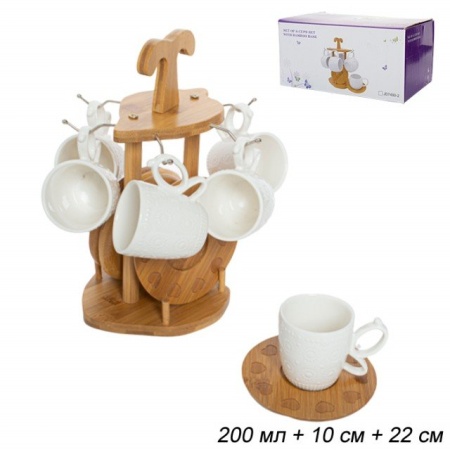 Набор кофейный 12 предметов  MJ-125 на деревянной подставке