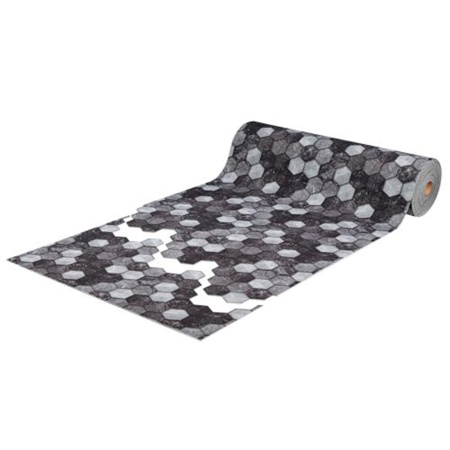 Коврик-дорожка 80х1500 вырезной icarpet PRINT антискользящий 128 Соты Мрамор черно-серый цена за 1м