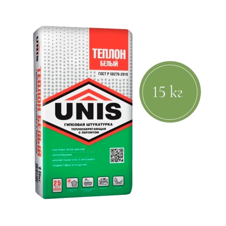 Штукатурка гипсовая 15кг  Юнис "ТЕПЛОН" белая 