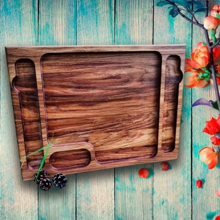 Доска для стейка и сервировки с выемками под столовые приборы 41х30х2см Дуб Д118