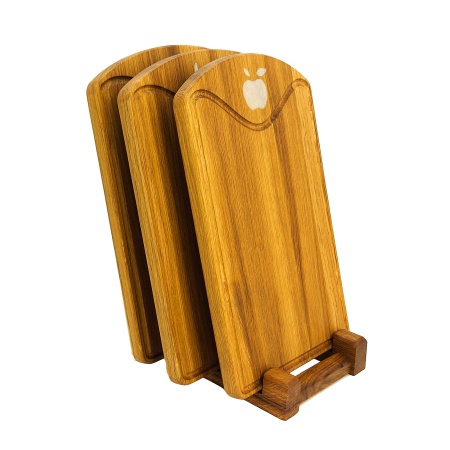 Набор ДомВуд (Доска 35х25х2см 2 шт+Доска 35х20х2см+Подставка для разд. досок 21х18х3,2см) Ясень Н284