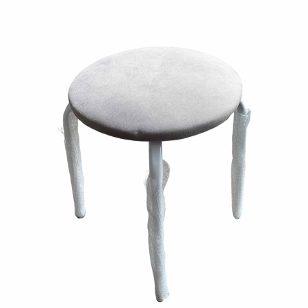 Табурет 18 круг велюр шторм 022 светло-серый на бел гл