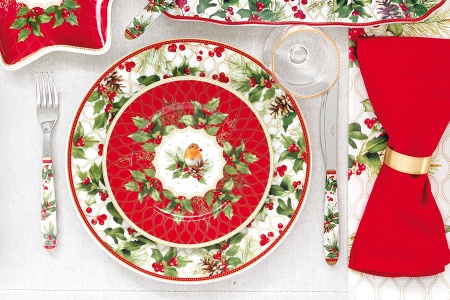 Тарелка 265мм обеденная "Рождественские ягоды" без инд.упаковки.