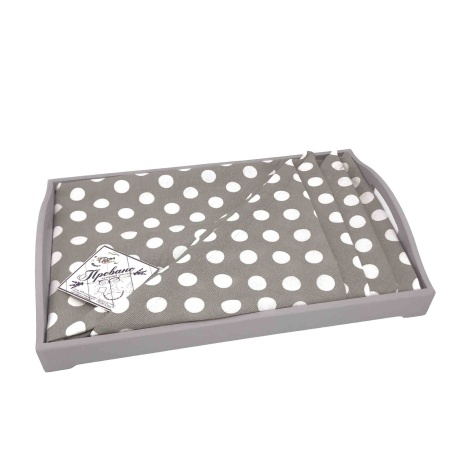 Набор "Прованс" ДомВелл Горох серый (Поднос+Скатерть 120х140+Салфетка 40х40-4шт.)